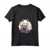 Donna Samurai Burmilla Gatto Giapponese Kawaii Ninja Cat Maglietta con Collo a V - Stile Kawaii e Cultura Giapponese - Acquista Maglietta Gatto Ninja