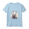 Donna Samurai Burmilla Gatto Giapponese Kawaii Ninja Cat Maglietta con Collo a V - Stile Kawaii e Cultura Giapponese - Acquista Maglietta Gatto Ninja