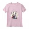 Donna Samurai Burmilla Gatto Giapponese Kawaii Ninja Cat Maglietta con Collo a V - Stile Kawaii e Cultura Giapponese - Acquista Maglietta Gatto Ninja