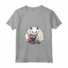 Donna Samurai Burmilla Gatto Giapponese Kawaii Ninja Cat Maglietta con Collo a V - Stile Kawaii e Cultura Giapponese - Acquista Maglietta Gatto Ninja