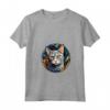Burmilla - Piombo in Vetro Colorato, Motivo Gatto - Maglietta con Collo a V e Design Artistico - Ideale per Amanti dei Gatti e Appassionati di Arte