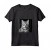 Fotografia Cinematografica in Bianco e Nero del Gatto Burmilla - Maglietta con Collo a V per Amanti dei Gatti - Ideale per Compleanni o Natale