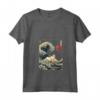 Divertente Burmilla Cat Surf Kanagawa Wave Maglietta - Regalo ideale per Proprietari di Gatti - Arte Giapponese - Collo a V
