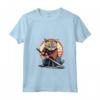 Donna Gatto Giapponese Ninja Kawaii Burmilla Cat Samurai Maglietta con Collo a V - Design Samurai unico per Appassionati di Gatti e Cultura Giapponese