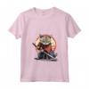 Donna Gatto Giapponese Ninja Kawaii Burmilla Cat Samurai Maglietta con Collo a V - Design Samurai unico per Appassionati di Gatti e Cultura Giapponese