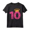 Queens Crow Happy Birthday - 10° Festa 10 Anni di Compleanno Maglietta per Bambine - Regalo Divertente per Compleanno con Regina Rosa e Numero 10