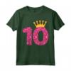 Queens Crow Happy Birthday - 10° Festa 10 Anni di Compleanno Maglietta per Bambine - Regalo Divertente per Compleanno con Regina Rosa e Numero 10