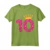 Queens Crow Happy Birthday - 10° Festa 10 Anni di Compleanno Maglietta per Bambine - Regalo Divertente per Compleanno con Regina Rosa e Numero 10