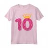 Queens Crow Happy Birthday - 10° Festa 10 Anni di Compleanno Maglietta per Bambine - Regalo Divertente per Compleanno con Regina Rosa e Numero 10