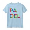 Padel Scritta in Sillabe Multicolore Maglietta - Ideale per gli Appassionati di Padel - Acquista Online Abbigliamento Sportivo