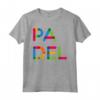 Padel Scritta in Sillabe Multicolore Maglietta - Ideale per gli Appassionati di Padel - Acquista Online Abbigliamento Sportivo