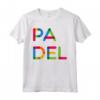 Padel Scritta in Sillabe Multicolore Maglietta - Ideale per gli Appassionati di Padel - Acquista Online Abbigliamento Sportivo