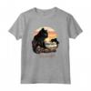 Black Cat Outfit Be Pawful - Sunset Cat Beach Maglietta Estiva - Abito Gatto Nero con Arte Spiaggia Gatti