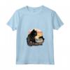Black Cat Yellow Eyes Chantilly Bombay Cats Summer Sunset Maglietta con Collo a V - Vestito Estivo per Gatti Neri - Ideale per Amanti dei Gatti