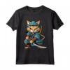 Chausie Cat giapponese Samurai Kawaii Ninja Cat Maglietta - Design Unico per Amanti dei Gatti e della Cultura Giapponese