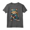 Chausie Cat giapponese Samurai Kawaii Ninja Cat Maglietta - Design Unico per Amanti dei Gatti e della Cultura Giapponese