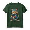 Chausie Cat giapponese Samurai Kawaii Ninja Cat Maglietta - Design Unico per Amanti dei Gatti e della Cultura Giapponese