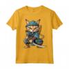 Chausie Cat giapponese Samurai Kawaii Ninja Cat Maglietta - Design Unico per Amanti dei Gatti e della Cultura Giapponese