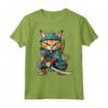 Chausie Cat giapponese Samurai Kawaii Ninja Cat Maglietta - Design Unico per Amanti dei Gatti e della Cultura Giapponese