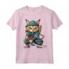 Chausie Cat giapponese Samurai Kawaii Ninja Cat Maglietta - Design Unico per Amanti dei Gatti e della Cultura Giapponese