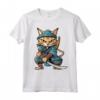 Chausie Cat giapponese Samurai Kawaii Ninja Cat Maglietta - Design Unico per Amanti dei Gatti e della Cultura Giapponese