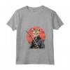 Donna Chausie Cat giapponese Samurai Kawaii Ninja Cat Maglietta con Collo a V - Design Unico Gatto e Cultura Giapponese - Acquista Online