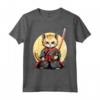 Samurai Gatto Giapponese Kawaii Ninja Chausie Cat Maglietta - Design Unico per Appassionati di Gatti e Cultura Giapponese
