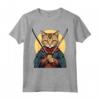 Gatto giapponese Ninja Kawaii Chausie Cat Samurai Maglietta - Design Unico per Amanti dei Gatti e della Cultura Giapponese