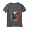 Chausie Cat Ritratto Vintage Style Mamma Papà Maglietta con Collo a V - Regalo Unico per Amanti dei Gatti - Ideale per Natale, Ringraziamento o Compleanni