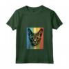 Chausie Cat Ritratto Vintage Style Mamma Papà Maglietta con Collo a V - Regalo Unico per Amanti dei Gatti - Ideale per Natale, Ringraziamento o Compleanni