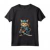 Donna Chausie Cat Giapponese Samurai Kawaii Ninja Cat Maglietta con Collo a V - Stile Giapponese Kawaii per Appassionati di Gatti e Ninja