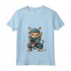 Donna Chausie Cat Giapponese Samurai Kawaii Ninja Cat Maglietta con Collo a V - Stile Giapponese Kawaii per Appassionati di Gatti e Ninja