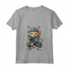 Donna Chausie Cat Giapponese Samurai Kawaii Ninja Cat Maglietta con Collo a V - Stile Giapponese Kawaii per Appassionati di Gatti e Ninja
