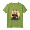 Gatto Giapponese Ninja Kawaii Chausie Cat Samurai Maglietta - Design Unico per Amanti della Cultura Giapponese e Gatti