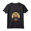Donna Gatto Giapponese Ninja Kawaii Chausie Cat Samurai Maglietta con Collo a V - Design Vivido e Intricato - Perfetto per Appassionati di Gatti e Cultura Giapponese