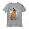 Scary Chausie Gatto Strega Cappello Halloween Maglietta - Regalo per Amanti dei Gatti - Design Divertente per Halloween