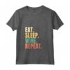 Donna Eat Sleep Wine Repeat - Maglietta Vintage con Collo a V per Amanti del Vino - Motivo Retro