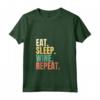 Donna Eat Sleep Wine Repeat - Maglietta Vintage con Collo a V per Amanti del Vino - Motivo Retro
