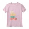 Donna Eat Sleep Wine Repeat - Maglietta Vintage con Collo a V per Amanti del Vino - Motivo Retro