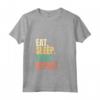 Donna Eat Sleep Wine Repeat - Maglietta Vintage con Collo a V per Amanti del Vino - Motivo Retro