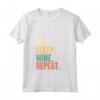 Donna Eat Sleep Wine Repeat - Maglietta Vintage con Collo a V per Amanti del Vino - Motivo Retro