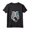 Donna Scheletro Gravidanza Un Bambino Xray Divertente Halloween Presto Mamma Maglietta con Collo a V - Ideale per Annuncio di Gravidanza e Baby Shower
