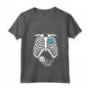 Donna Scheletro Gravidanza Un Bambino Xray Divertente Halloween Presto Mamma Maglietta con Collo a V - Ideale per Annuncio di Gravidanza e Baby Shower