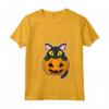 Donna Gatto Nero Seduto in una Zucca - Halloween Maglietta con Collo a V per Amante dei Gatti - Perfetta per Feste di Halloween