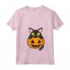 Donna Gatto Nero Seduto in una Zucca - Halloween Maglietta con Collo a V per Amante dei Gatti - Perfetta per Feste di Halloween