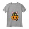 Donna Gatto Nero Seduto in una Zucca - Halloween Maglietta con Collo a V per Amante dei Gatti - Perfetta per Feste di Halloween