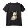 Donna White Cat Mona Lisa Meowna Lisa Amante dei Gatti - Maglietta con Collo a V - Ideale per Proprietari di Gatti e Amanti dell'Arte Gattesca