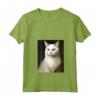 Donna White Cat Mona Lisa Meowna Lisa Amante dei Gatti - Maglietta con Collo a V - Ideale per Proprietari di Gatti e Amanti dell'Arte Gattesca