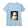 Donna White Cat Mona Lisa Meowna Lisa Amante dei Gatti - Maglietta con Collo a V - Ideale per Proprietari di Gatti e Amanti dell'Arte Gattesca