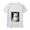 Donna White Cat Mona Lisa Meowna Lisa Amante dei Gatti - Maglietta con Collo a V - Ideale per Proprietari di Gatti e Amanti dell'Arte Gattesca